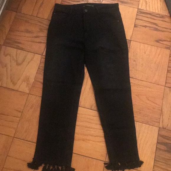 fringe bottom black jeans